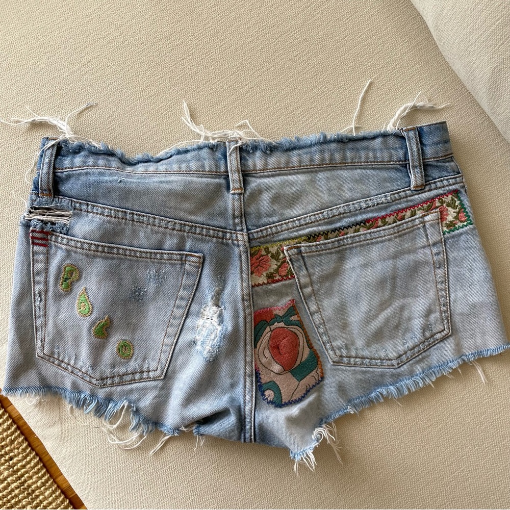 BDG Embroidered Denim Mid Rise Shorts